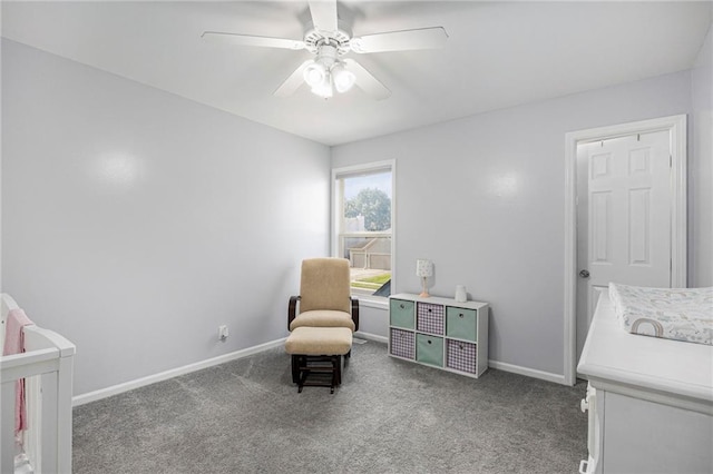 2417 SW Woodhaven Ln, Lees Summit, MO 64082 - bedroom with a nursery area, carpet floors, and a ceiling fan