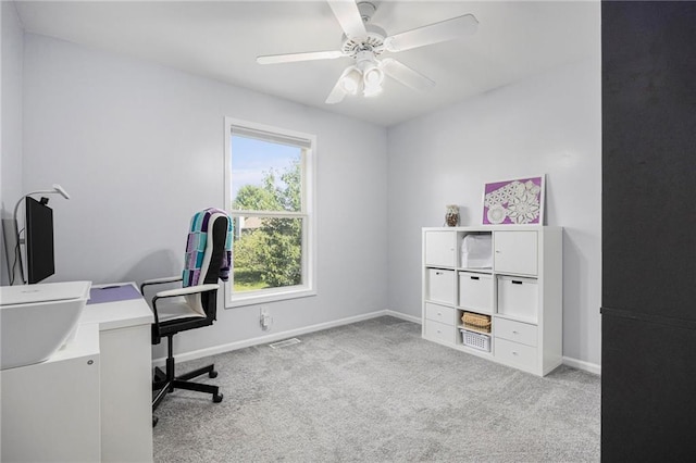 2417 SW Woodhaven Ln, Lees Summit, MO 64082 - home office with carpet flooring and ceiling fan