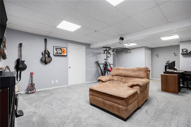 2417 SW Woodhaven Ln, Lees Summit, MO 64082 - carpeted living area featuring a paneled ceiling