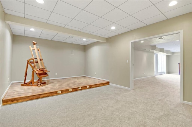 5010 W 161st Ter, Overland Park, KS 66085 - rec room with carpet floors, recessed lighting, and a drop ceiling