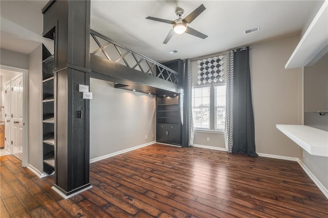 3536 SW Dana Ave, Lees Summit, MO 64082 - unfurnished living room with ceiling fan and wood-type flooring