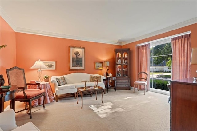 8422 Reinhardt Ln, Leawood, KS 66206 - living area featuring crown molding and carpet floors