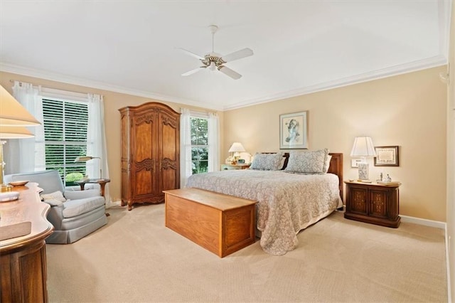 8422 Reinhardt Ln, Leawood, KS 66206 - bedroom featuring crown molding, light colored carpet, and ceiling fan