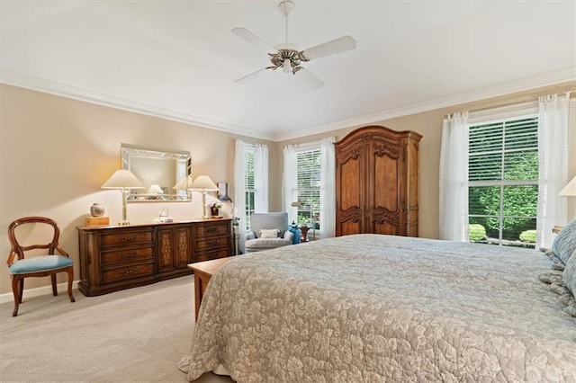 8422 Reinhardt Ln, Leawood, KS 66206 - carpeted bedroom featuring ornamental molding and ceiling fan