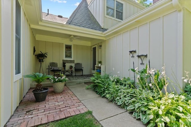 8422 Reinhardt Ln, Leawood, KS 66206 - view of patio / terrace with a ceiling fan