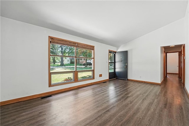 7604 Tomahawk Rd, Prairie Village, KS 66208 - unfurnished room featuring wood finished floors and vaulted ceiling