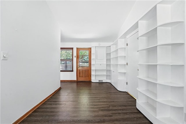 7604 Tomahawk Rd, Prairie Village, KS 66208 - empty room featuring dark wood-style floors and baseboards