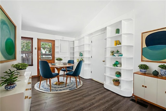 7604 Tomahawk Rd, Prairie Village, KS 66208 - dining room featuring vaulted ceiling and dark wood finished floors