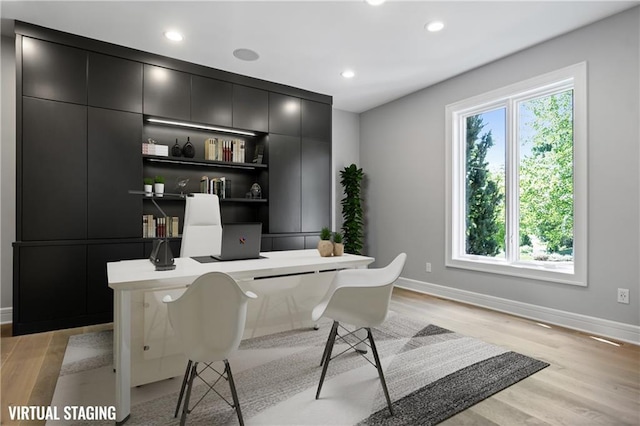 2616 W 112th St, Leawood, KS 66211 - office area with light wood-type flooring and recessed lighting