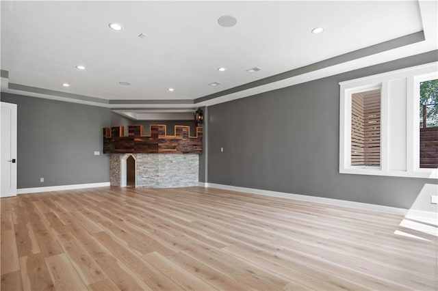 2616 W 112th St, Leawood, KS 66211 - unfurnished living room featuring recessed lighting and light wood-style flooring