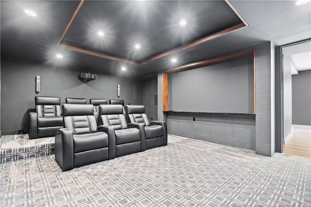 2616 W 112th St, Leawood, KS 66211 - cinema featuring a raised ceiling and recessed lighting