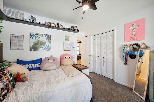1311 SE Eastridge Cir, Blue Springs, MO 64014 - carpeted bedroom featuring ceiling fan and a closet