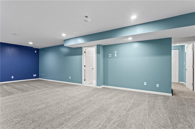 1321 SW Crossing Dr, Lees Summit, MO 64081 - finished below grade area featuring carpet and recessed lighting