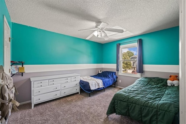 17277 W 157th St, Olathe, KS 66062 - bedroom with carpet floors, ceiling fan, and a textured ceiling