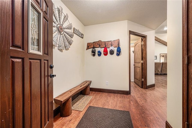 9750 SW 200th St, Smithville, MO 64089 - mudroom featuring wood finished floors and a textured ceiling