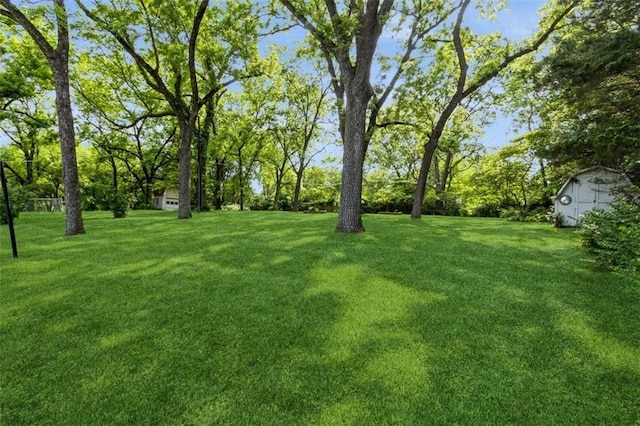 5308 Foster St, Mission, KS 66202 - view of grassy yard featuring a storage unit