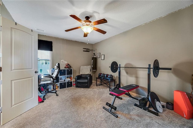 204 SW Ansel Adams Dr, Lees Summit, MO 64081 - workout area featuring ceiling fan and carpet floors