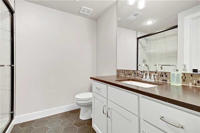 11126 W 172nd Ter, Overland Park, KS 66221 - full bathroom with vanity, a stall shower, tile patterned floors, recessed lighting, and backsplash