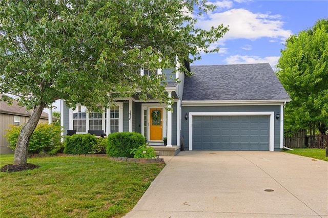1210 NW Persimmon Dr, Grain Valley, MO 64029 - view of front facade featuring concrete driveway, a garage, and a shingled roof