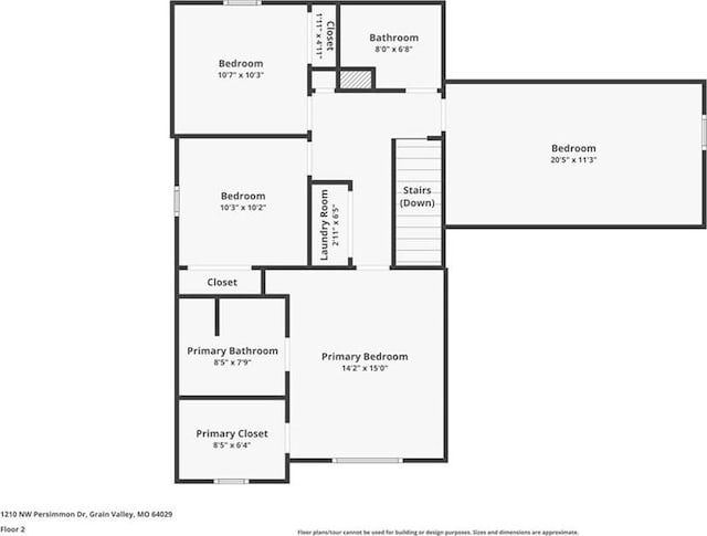 1210 NW Persimmon Dr, Grain Valley, MO 64029 - view of room layout