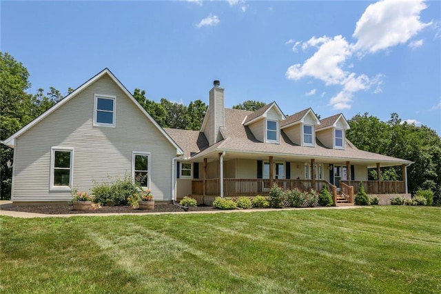 3038 Weaver School Rd, Odessa, MO 64076 - view of front of house with a chimney, a front yard, and covered porch