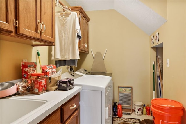 3038 Weaver School Rd, Odessa, MO 64076 - washroom with cabinet space and washer and clothes dryer