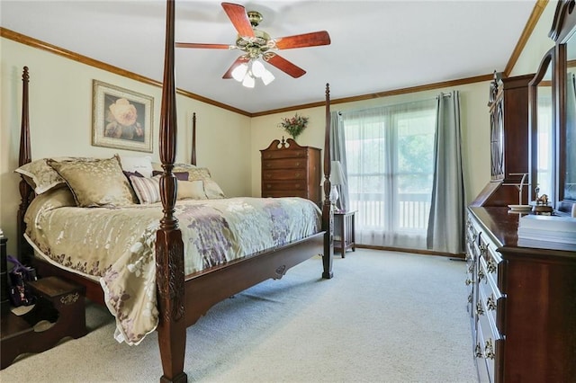 3038 Weaver School Rd, Odessa, MO 64076 - carpeted bedroom featuring crown molding and ceiling fan