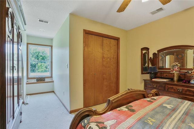 3038 Weaver School Rd, Odessa, MO 64076 - bedroom with carpet, a closet, and a ceiling fan