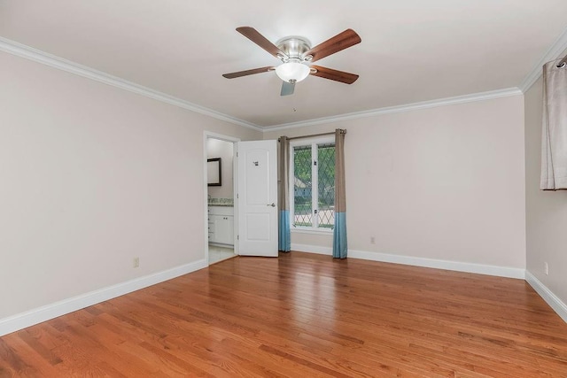 7718 W 100th St, Overland Park, KS 66212 - unfurnished room with ornamental molding, light wood-type flooring, and a ceiling fan