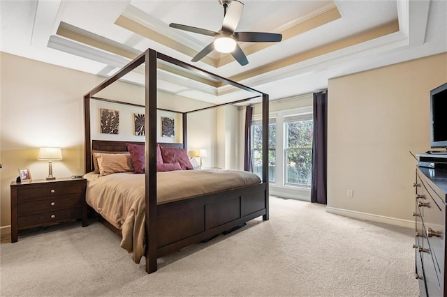 18501 S Butternut St W, Gardner, KS 66030 - carpeted bedroom featuring a raised ceiling, a ceiling fan, and ornamental molding