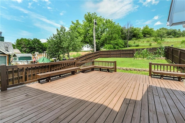14733 Hickory Dr, Bonner Springs, KS 66012 - wooden terrace featuring a fenced backyard