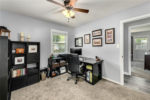 1410 Vilas St, Leavenworth, KS 66048 - office space with carpet flooring, ceiling fan, and healthy amount of natural light