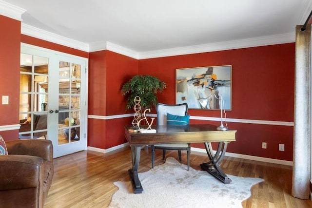12312 Nieman Rd, Overland Park, KS 66213 - office space featuring french doors, wood finished floors, and crown molding