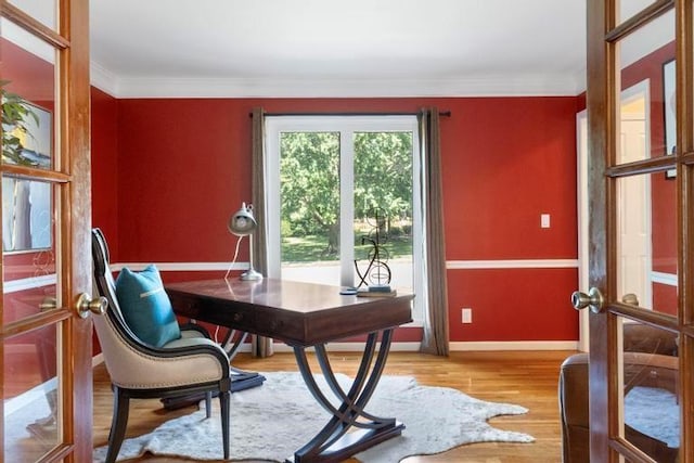 12312 Nieman Rd, Overland Park, KS 66213 - office space featuring light wood finished floors, crown molding, and french doors