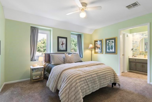 12312 Nieman Rd, Overland Park, KS 66213 - bedroom featuring light carpet, ceiling fan, and ensuite bathroom