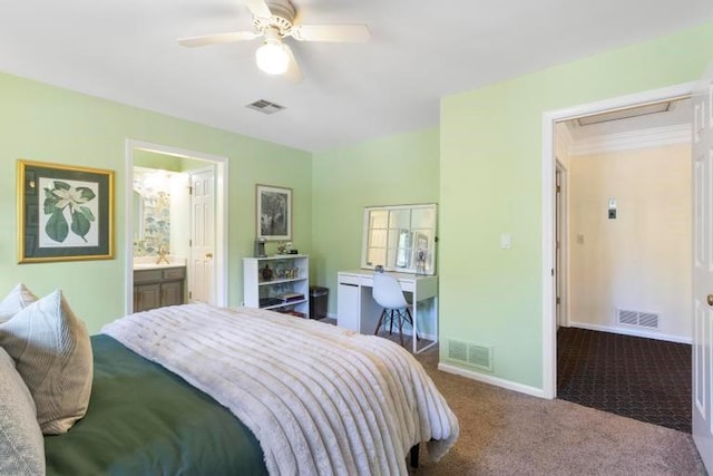 12312 Nieman Rd, Overland Park, KS 66213 - bedroom with carpet floors, a desk, and a ceiling fan