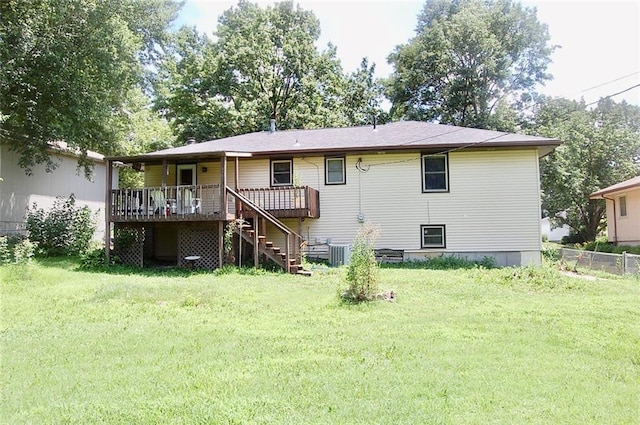 407 Hithergreen Dr, Lansing, KS 66043 - rear view of property featuring stairway and a wooden deck