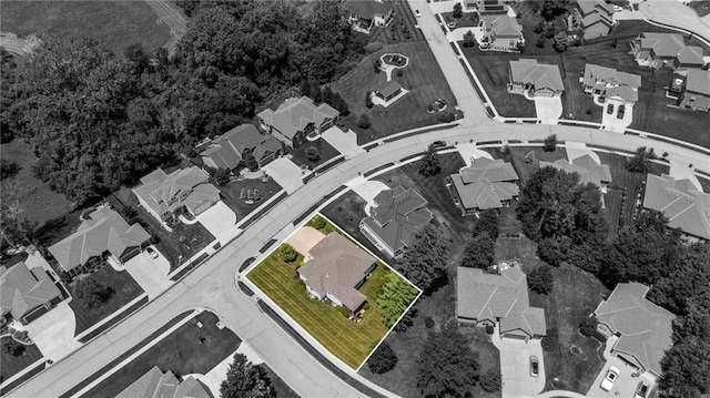 801 155th Ter, Basehor, KS 66007 - aerial perspective of suburban area with property parcel outlined