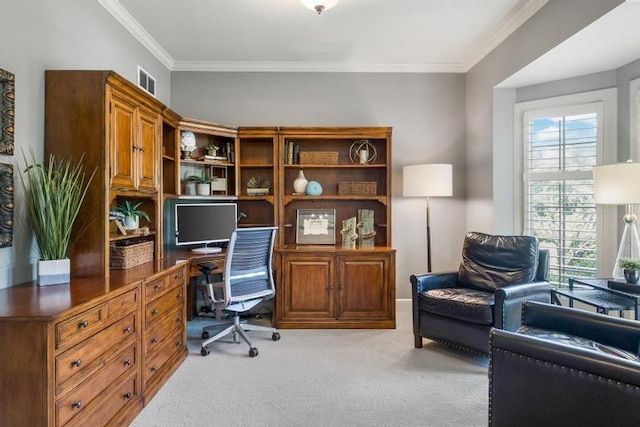 5125 W 164th St, Overland Park, KS 66085 - office space with light carpet, plenty of natural light, crown molding, and built in desk