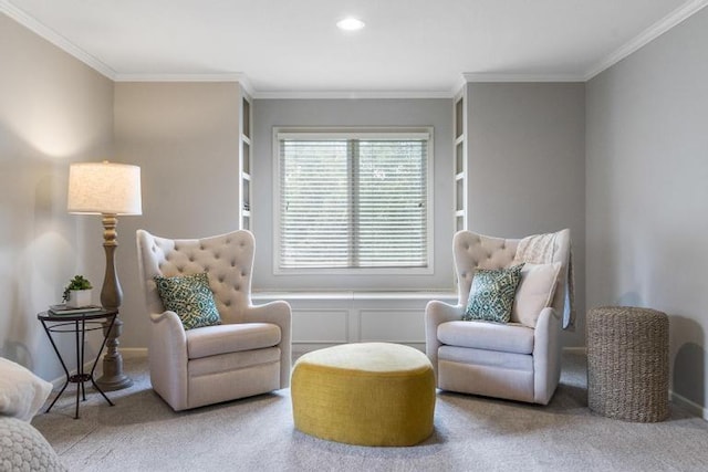 5125 W 164th St, Overland Park, KS 66085 - living area with carpet flooring, ornamental molding, and recessed lighting