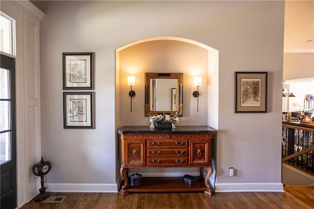 4500 Parks Summit Ter, Lees Summit, MO 64064 - foyer featuring dark wood finished floors, arched walkways, and healthy amount of natural light