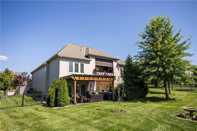 4500 Parks Summit Ter, Lees Summit, MO 64064 - rear view of house featuring a fenced backyard and a pergola