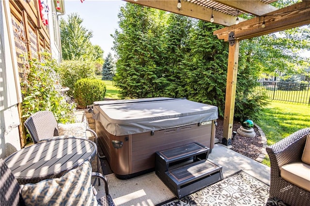 4500 Parks Summit Ter, Lees Summit, MO 64064 - view of patio / terrace featuring a hot tub and a pergola