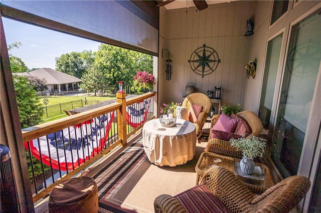 4500 Parks Summit Ter, Lees Summit, MO 64064 - wooden terrace featuring a ceiling fan