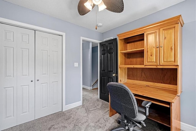 1148 N 1st Rd, Baldwin City, KS 66006 - office space featuring ceiling fan and light carpet