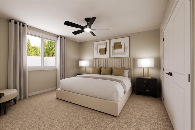 12517 S Hedge Ct, Olathe, KS 66061 - bedroom with light colored carpet and ceiling fan