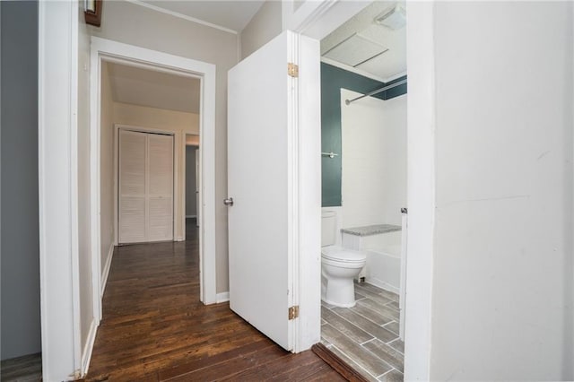 914 Jersey St, Baldwin City, KS 66006 - hallway with dark wood-style floors