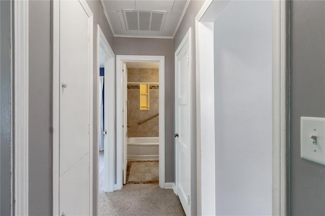 609 W Beech St, Independence, KS 67301 - hallway with carpet flooring and attic access