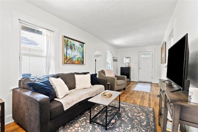 707 W 75th Ter, Kansas City, MO 64114 - living room featuring wood finished floors and baseboards