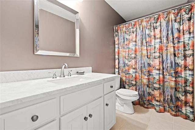 1002 W Howard Pl, Louisburg, KS 66053 - full bath featuring vanity, tile patterned floors, and curtained shower